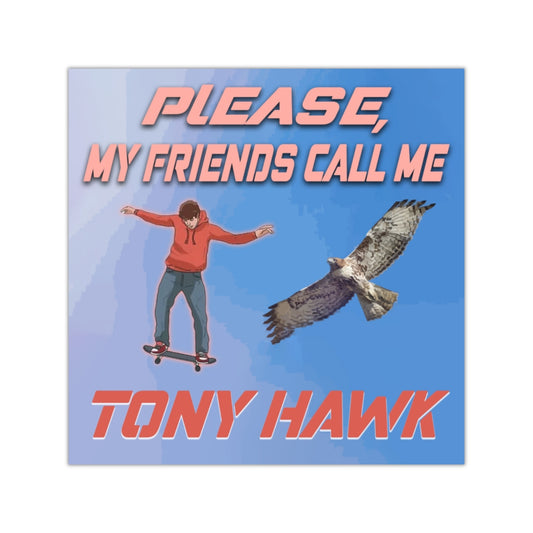 Please. My Friends Call Me Tony Hawk Square Sticker